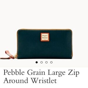 NWT Dooney & Bourke Dark Green Zip Wallet with Tan Trim